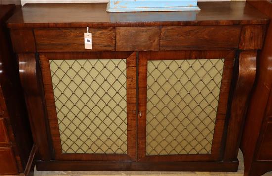 An early Victorian rosewood chiffonier, Width 109cm